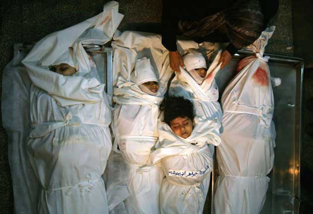 Dead babies in Gaza, many more in
      Damascus, Aleppo, thanks to USA wanting to nail IRAN, get all the
      OIL.