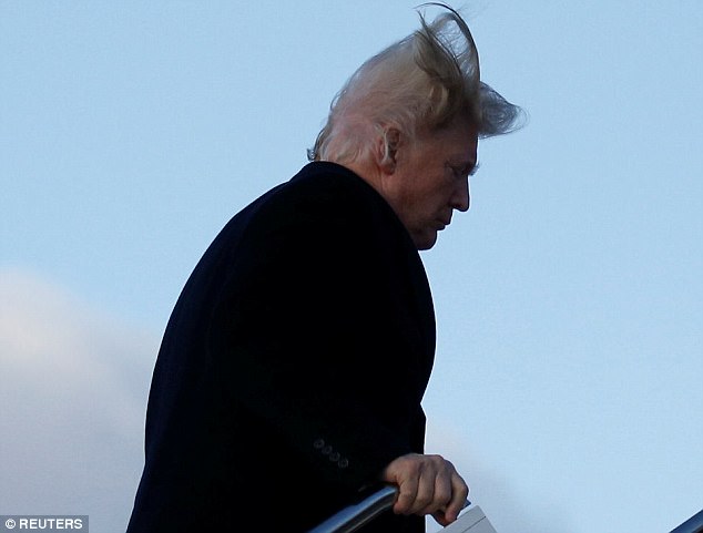 A zoomed out version of the same photograph shows Trump boarding the plane on January 2