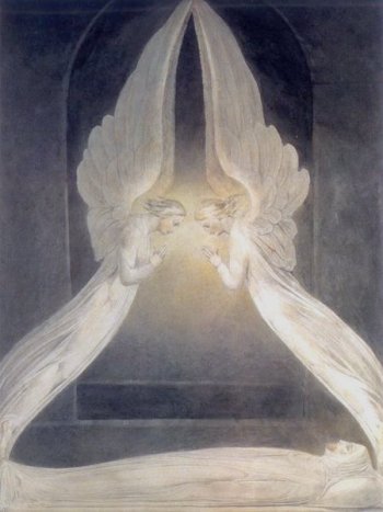 [Blake Print - Angels Hovering Over the Body of Jesus in the Sepulchre]